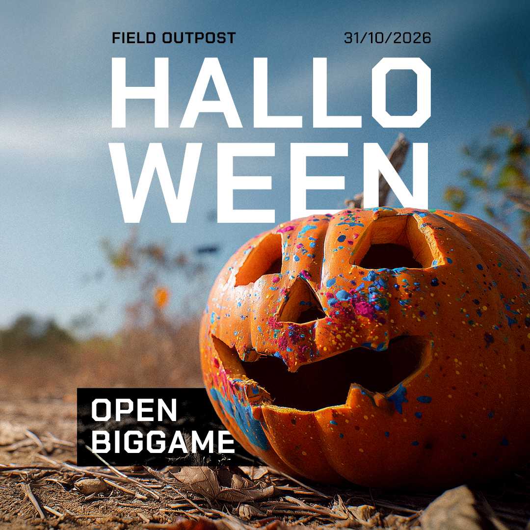 Halloween BigGame. Paintballová akce s desítkami hráčů ve dvou týmech, celý den tématické mise.